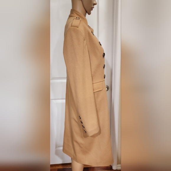 Tart Collection Tan Military Long Winter Coat Size M 100% Wool - Picture 4 of 15